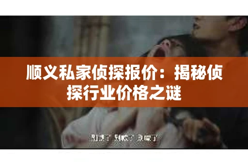 顺义私家侦探报价：揭秘侦探行业价格之谜