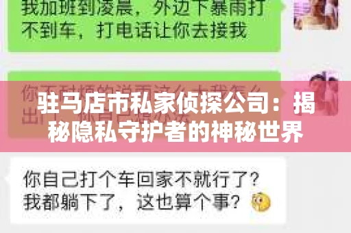 驻马店市私家侦探公司：揭秘隐私守护者的神秘世界